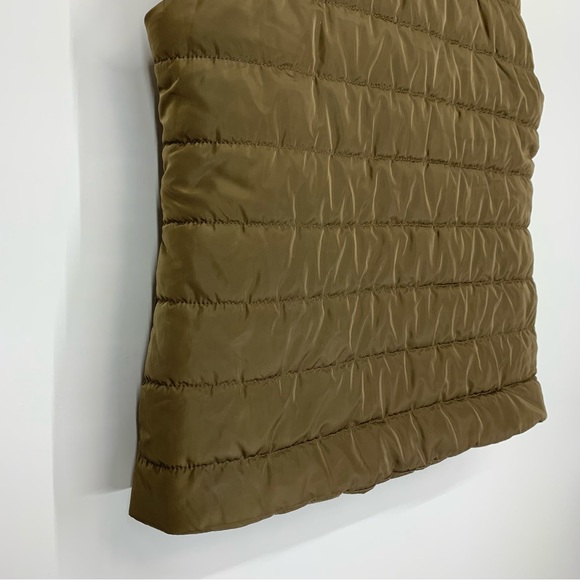 Michael Kors Golden Olive Brown Full Zip Puffer Vest With Gold Hardware Sz Small - Picture 10 of 16